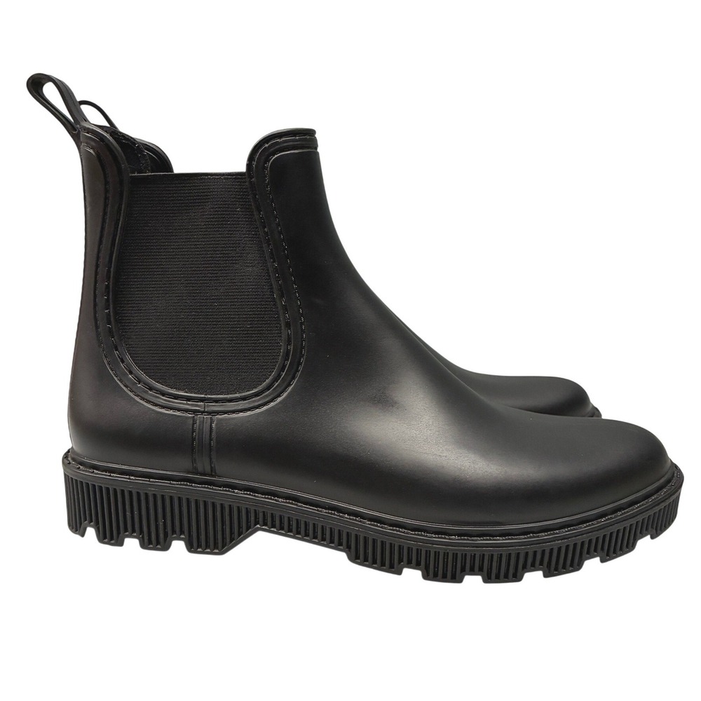 Joe Fresh Chelsea Ankle Waterproof Lug Sole Rain Boots Womens Size 10 Black